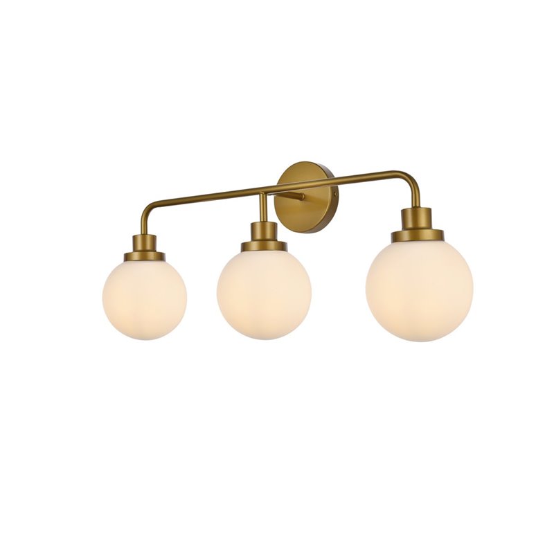 Living District Hanson 3-Light Metal Bath Sconce in Brass and Frosted