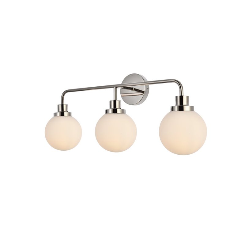 Living District Hanson 3-Light Metal Bath Sconce in Polished Nickel and Frosted