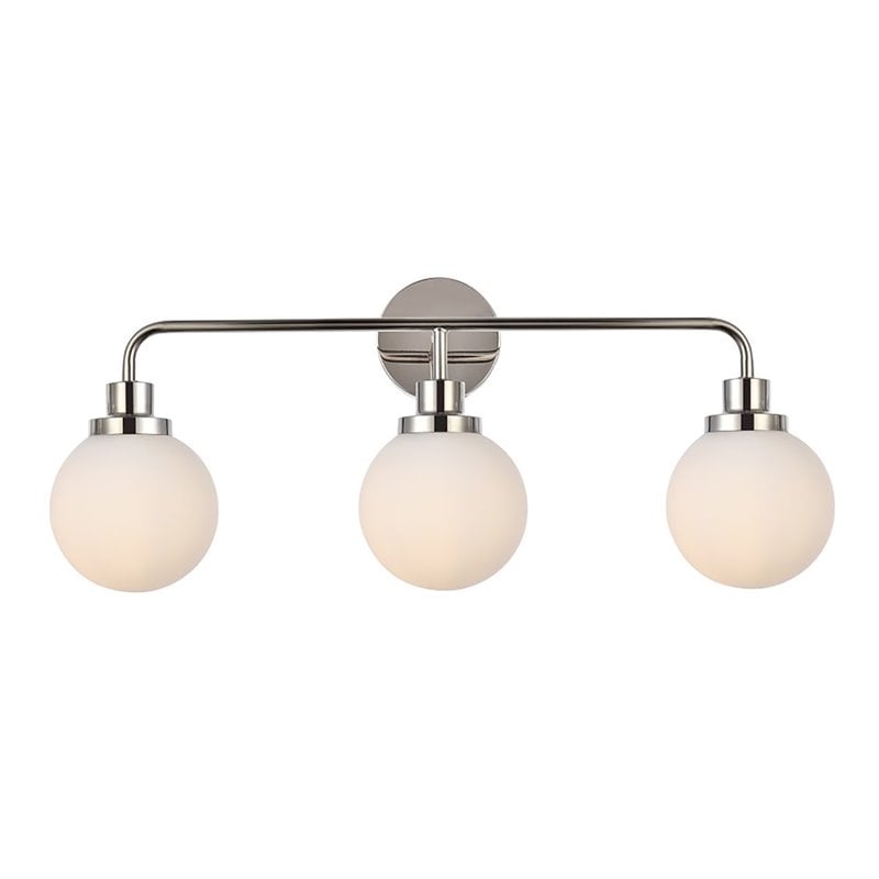 Living District Hanson 3-Light Metal Bath Sconce in Polished Nickel and Frosted