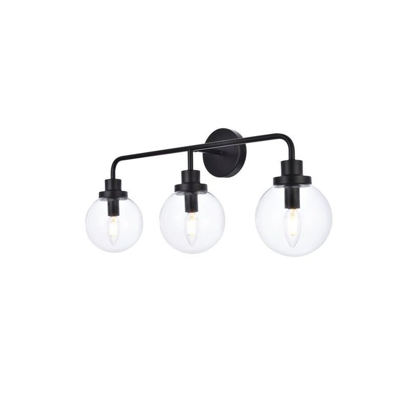 Living District Hanson 3-Light Metal Bath Sconce in Black and Clear