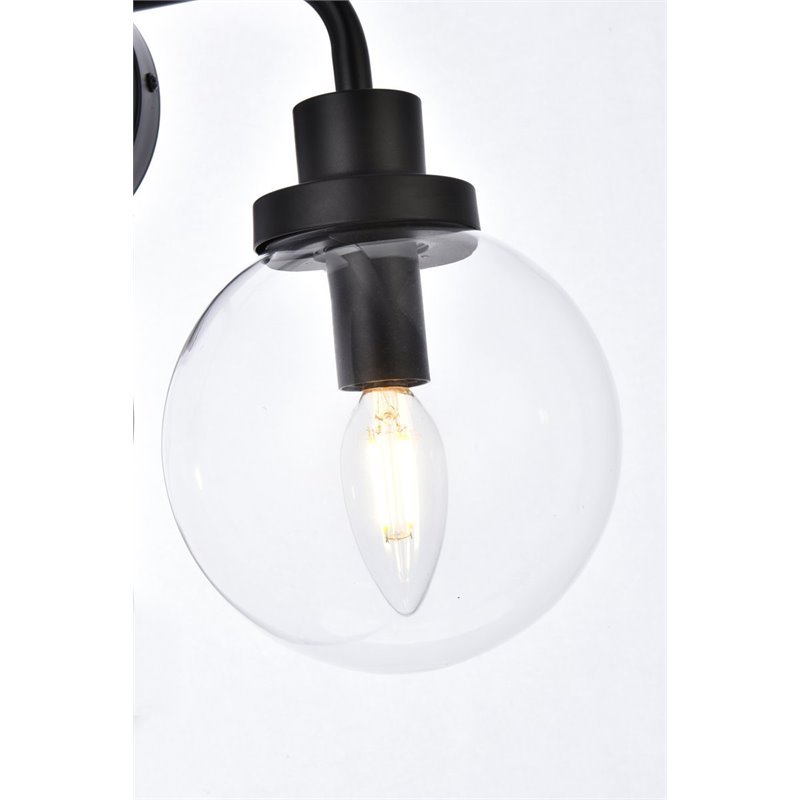 Living District Hanson 3-Light Metal Bath Sconce in Black and Clear