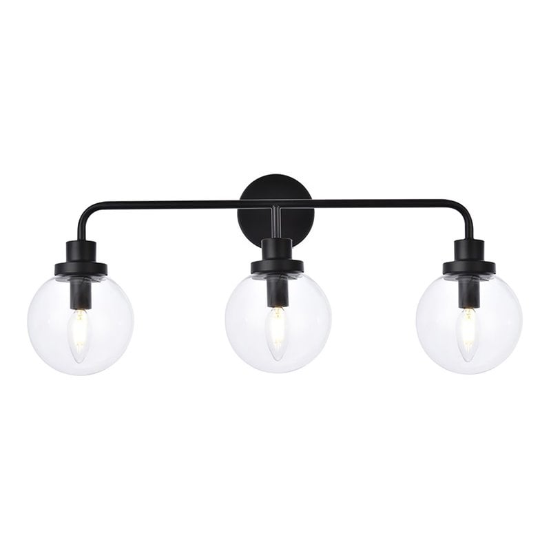 Living District Hanson 3-Light Metal Bath Sconce in Black and Clear