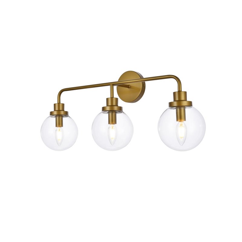 Living District Hanson 3-Light Metal Bath Sconce in Brass and Clear
