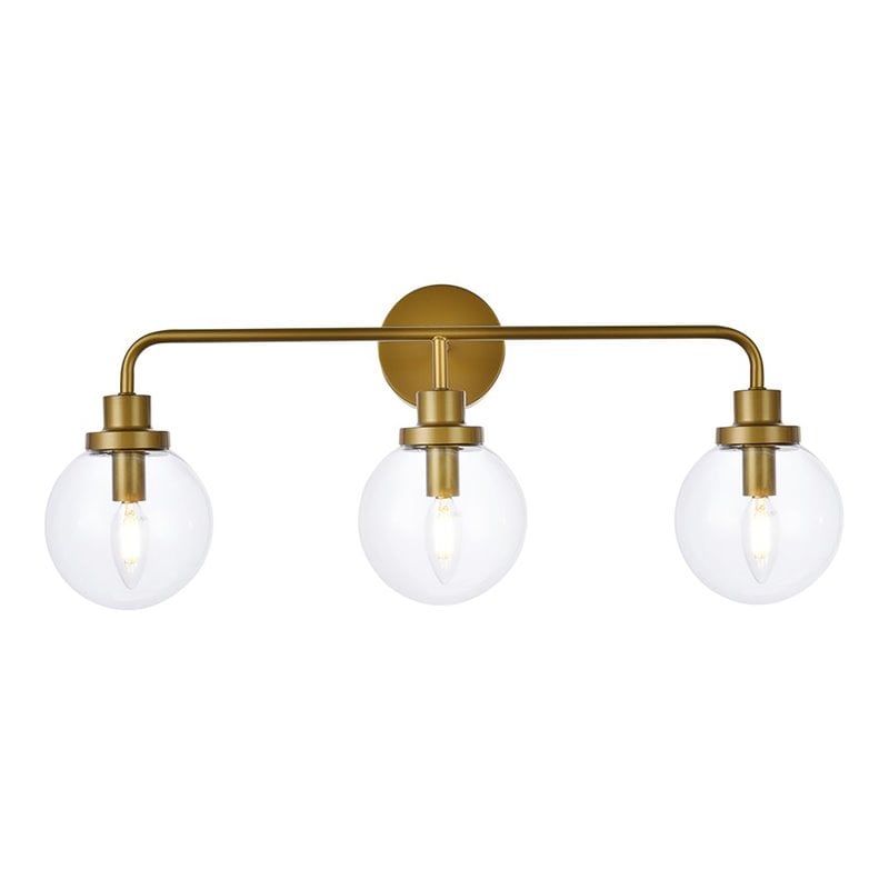 Living District Hanson 3-Light Metal Bath Sconce in Brass and Clear