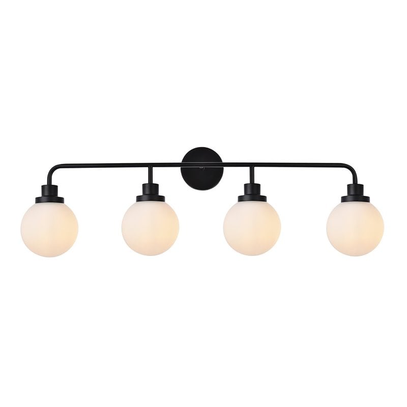 Living District Hanson 4-Light Metal Bath Sconce in Black and Frosted