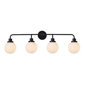 Living District Hanson 4-Light Metal Bath Sconce in Black and Frosted