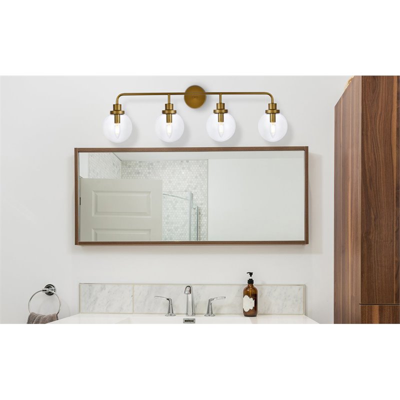 Living District Hanson 4-Light Metal Bath Sconce in Brass and Clear