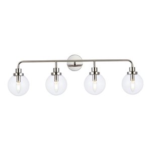 Living District Hanson 4-Light Metal Bath Sconce in Polished Nickel and Clear