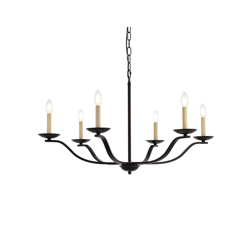 Living District Trey 6-Light Mid-Century Metal Pendant in Black