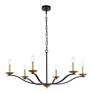 Living District Trey 6-Light Mid-Century Metal Pendant in Black and Brass