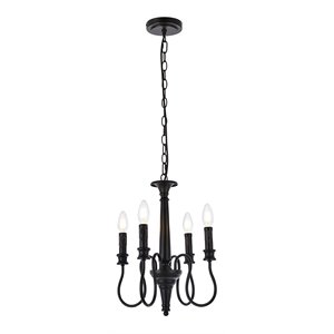 Living District Flynx 4-Light Mid-Century Metal Pendant in Black Finish