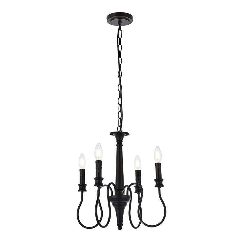 Living District Flynx 4-Light Mid-Century Metal Pendant in Black
