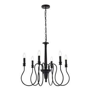 Living District Flynx 6-Light Mid-Century Metal Pendant in Black