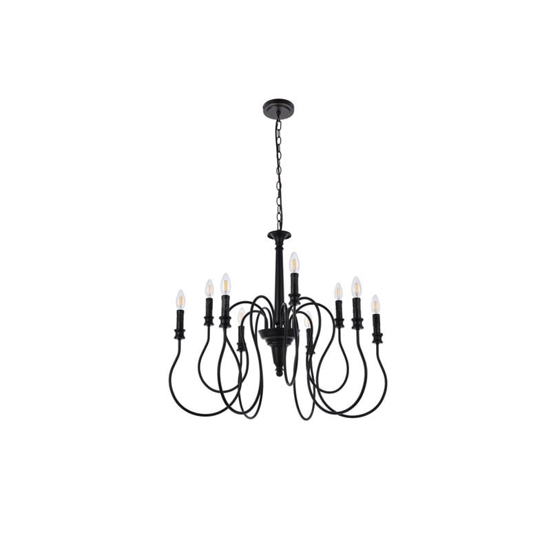 Living District Flynx 9-Light Mid-Century Metal Pendant in Black