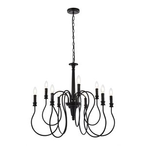 Living District Flynx 9-Light Mid-Century Metal Pendant in Black