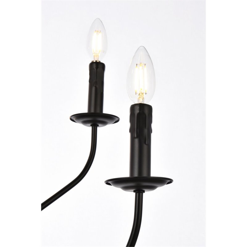 Living District Westley 6-Light Mid-Century Metal Pendant in Black Finish