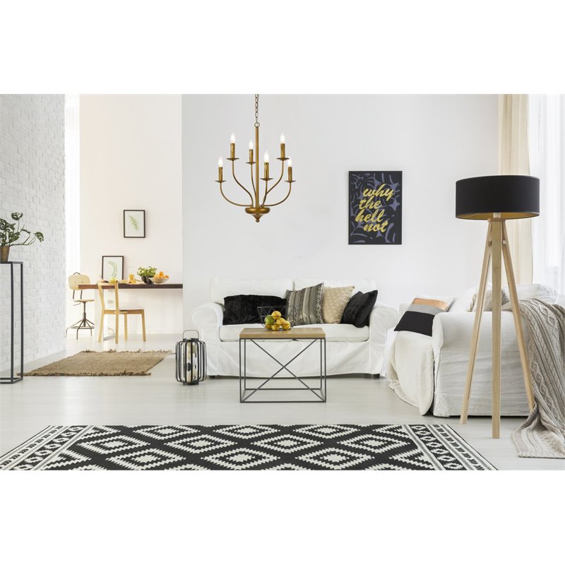 Living District Westley 6-Light Mid-Century Metal Pendant in Brass Finish