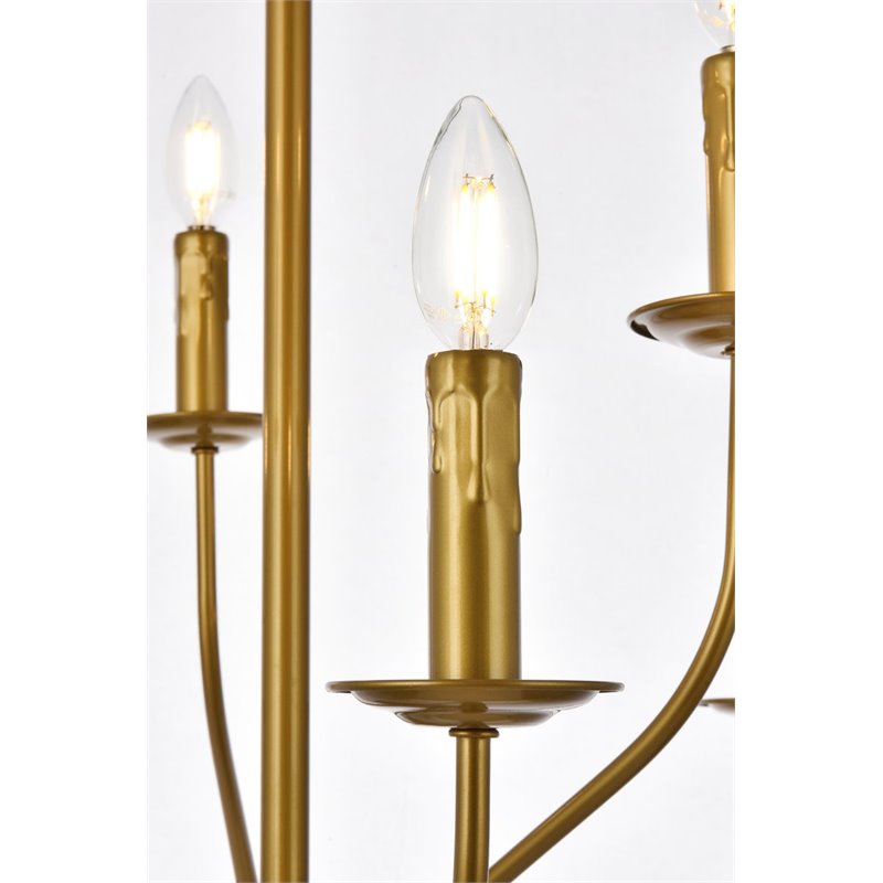 Living District Westley 6-Light Mid-Century Metal Pendant in Brass Finish