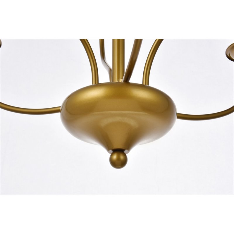 Living District Westley 6-Light Mid-Century Metal Pendant in Brass Finish