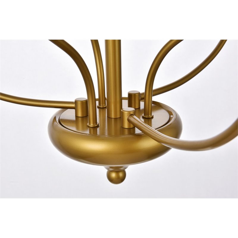 Living District Westley 6-Light Mid-Century Metal Pendant in Brass Finish