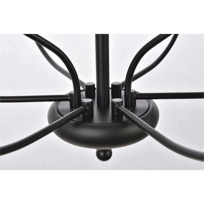 Living District Westley 9-Light Mid-Century Metal Pendant in Black