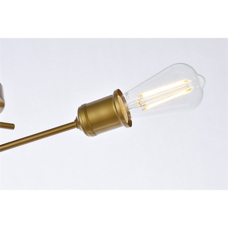 Living District Xavier 3-Light Mid-Century Metal Flush Mount in Brass