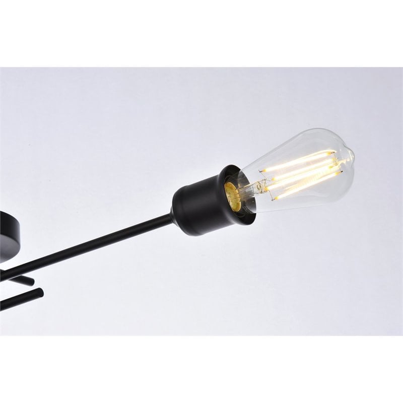 Living District Xavier 4-Light Mid-Century Metal Flush Mount in Black