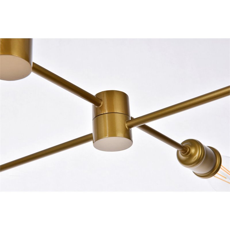Living District Xavier 6-Light Mid-Century Metal Pendant in Brass