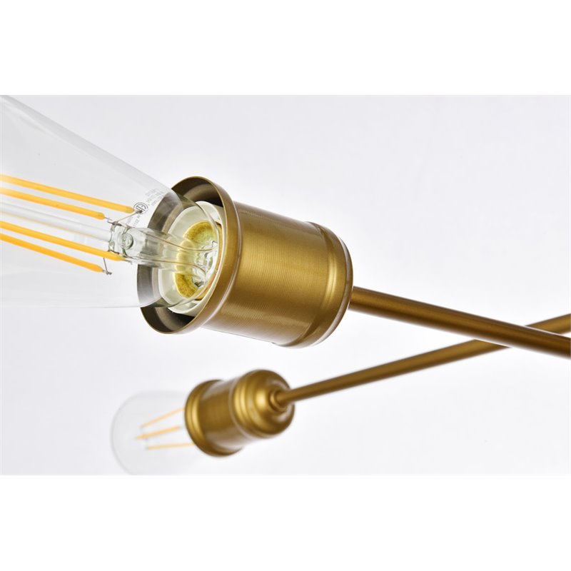 Living District Xavier 6-Light Mid-Century Metal Pendant in Brass Finish
