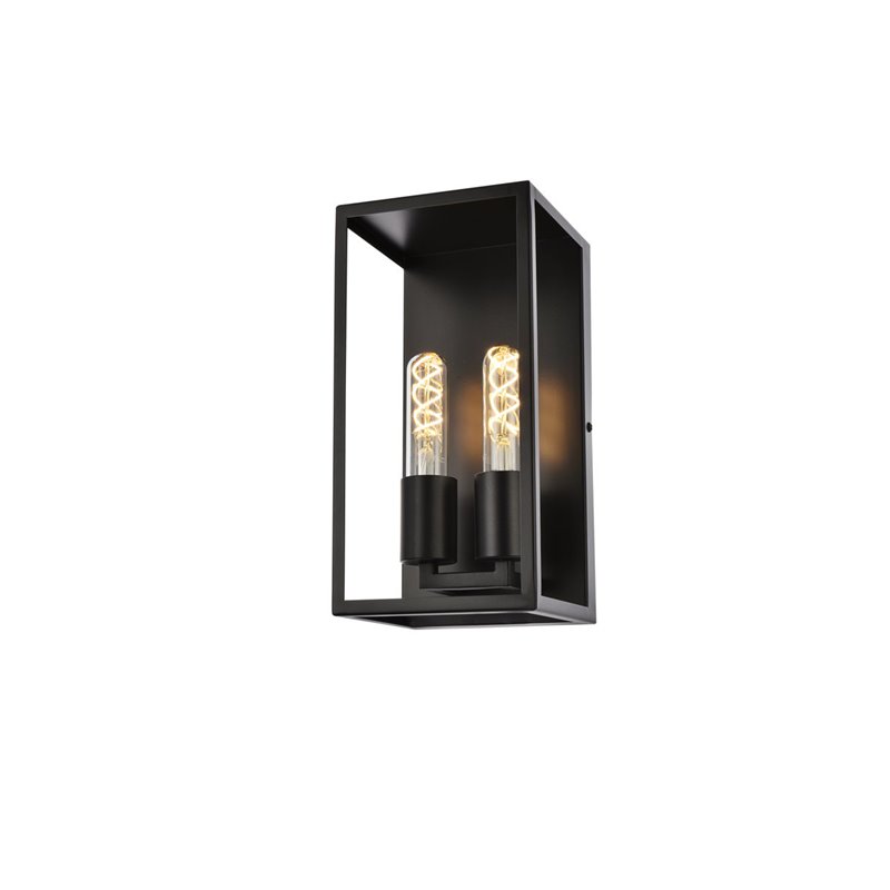 Living District Voir 2-Light Mid-Century Metal Wall Sconce in Black