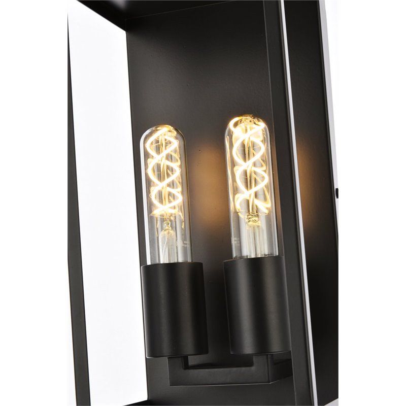 Living District Voir 2-Light Mid-Century Metal Wall Sconce in Black