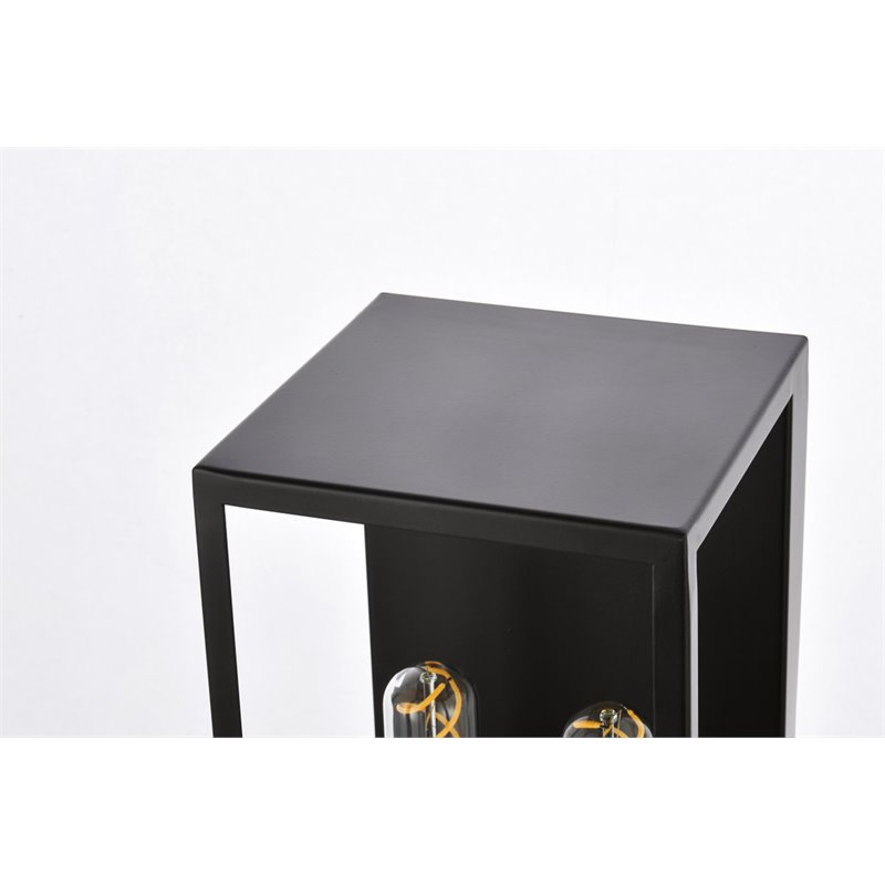 Living District Voir 2-Light Mid-Century Metal Wall Sconce in Black