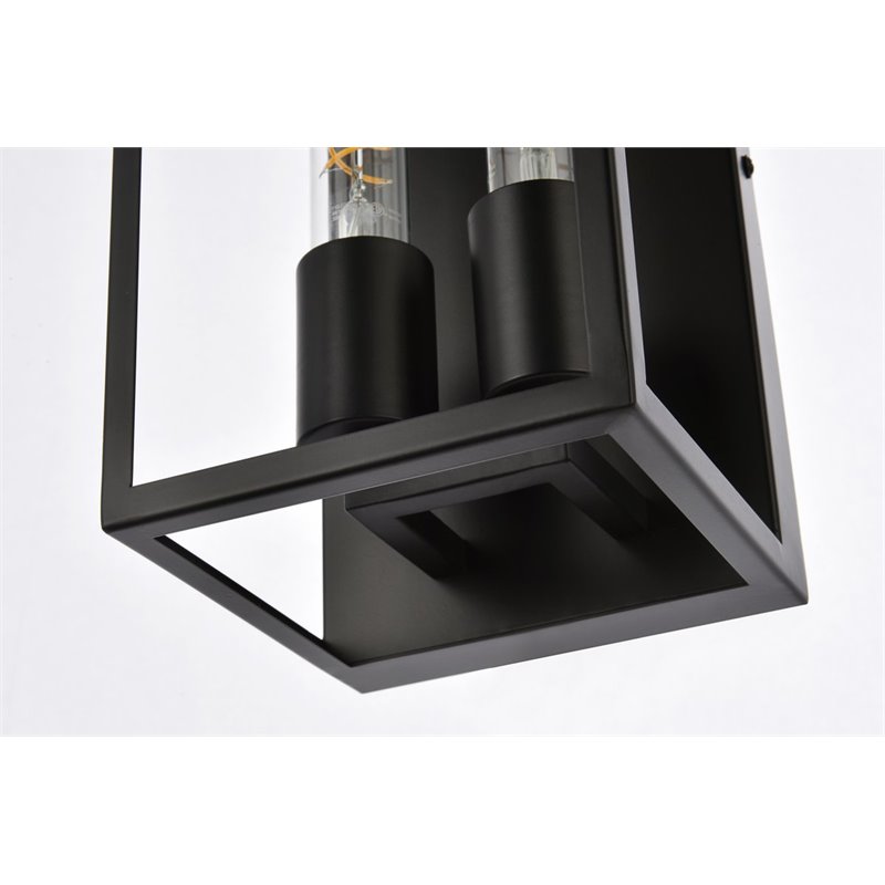 Living District Voir 2-Light Mid-Century Metal Wall Sconce in Black
