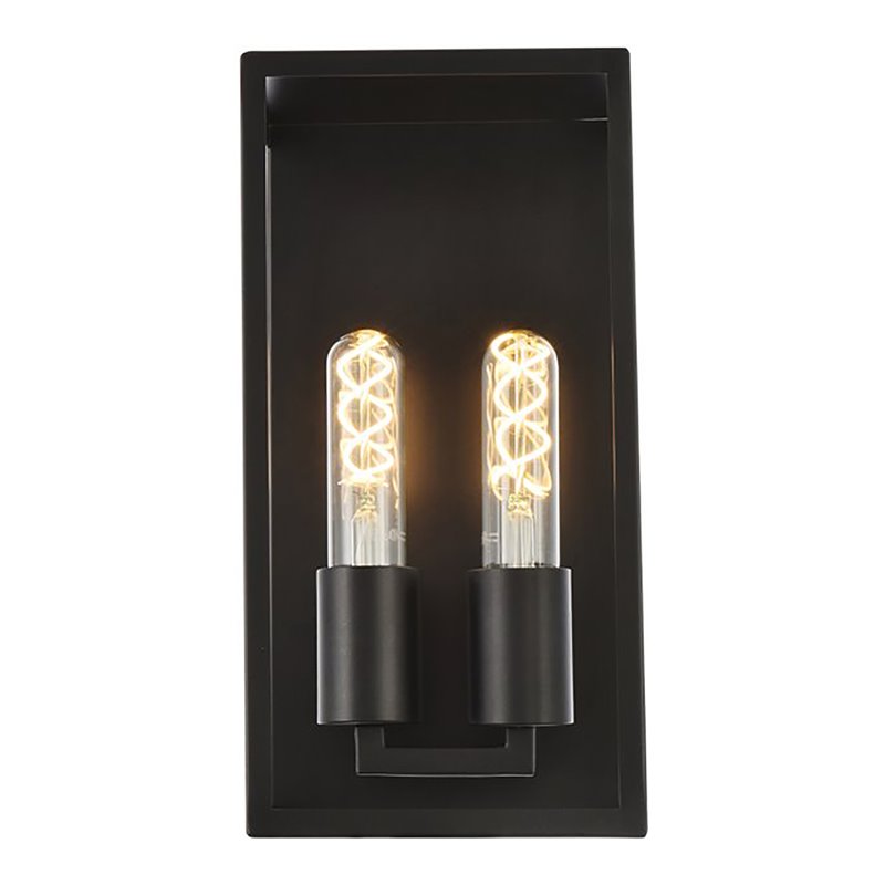 Living District Voir 2-Light Mid-Century Metal Wall Sconce in Black