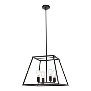 Living District Declan 4-Light Farmhouse Metal Pendant in Black Finish