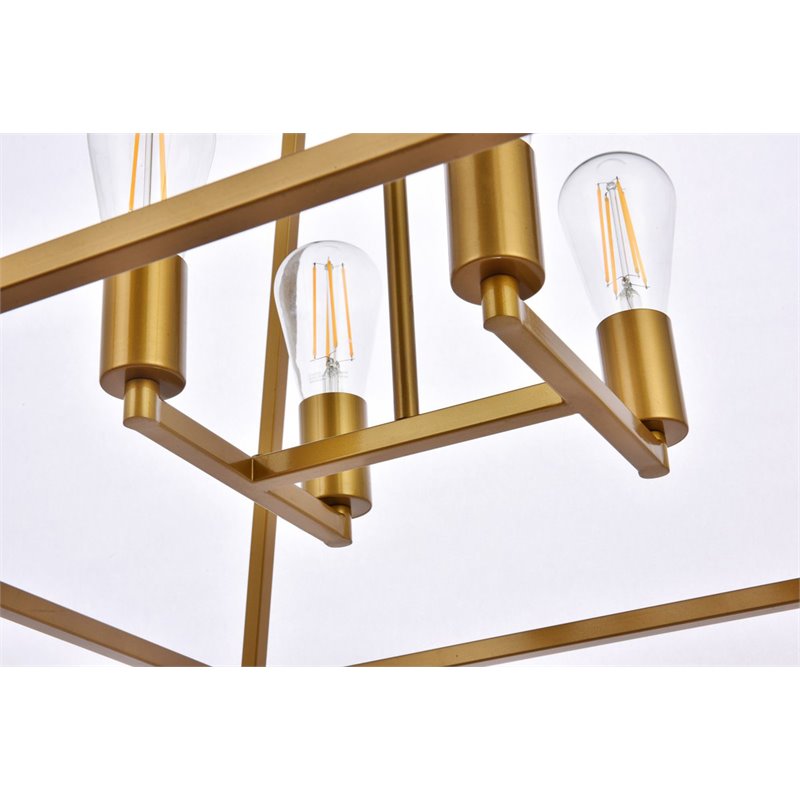 Living District Declan 4-Light Farmhouse Metal Pendant in Brass Finish