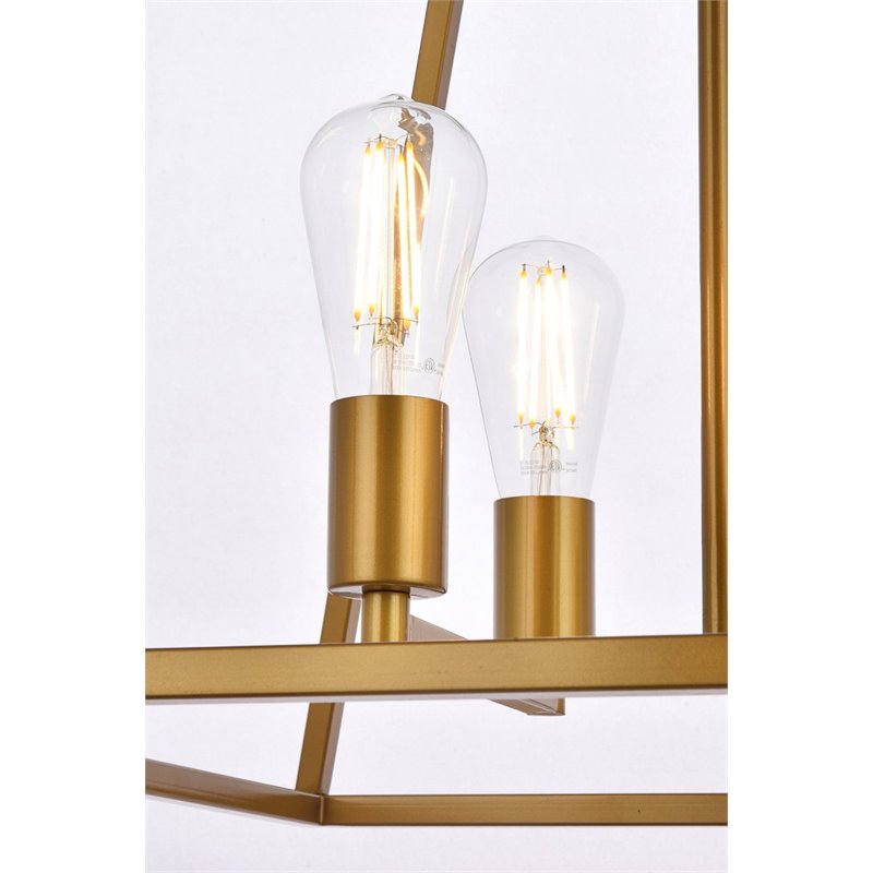 Living District Declan 4-Light Farmhouse Metal Pendant in Brass Finish