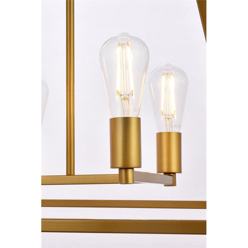 Living District Declan 4-Light Farmhouse Metal Pendant in Brass
