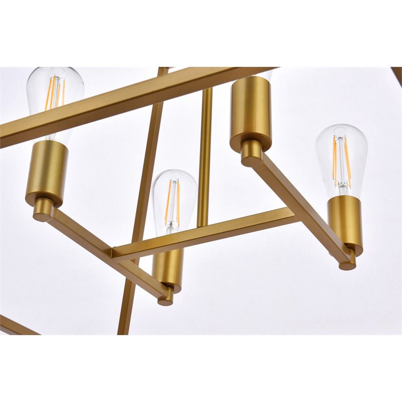 Living District Declan 4-Light Farmhouse Metal Pendant in Brass