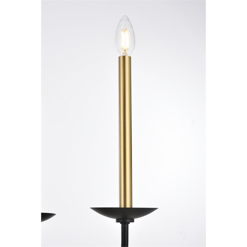 Living District Cohen 6-Light Mid-Century Metal Pendant in Black/Brass Finish
