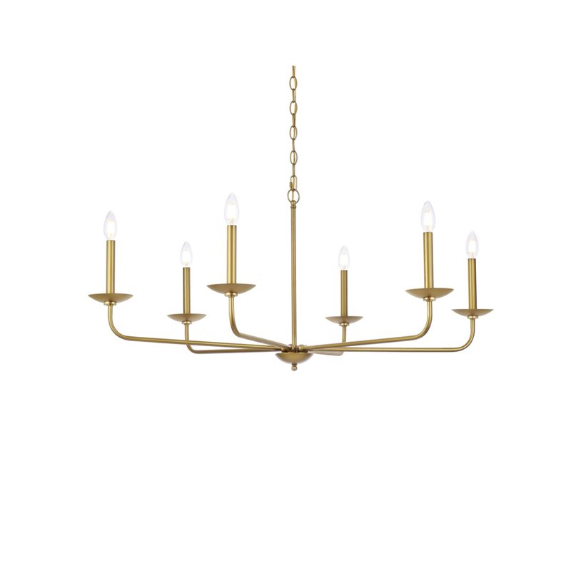 Living District Cohen 6-Light Mid-Century Metal Pendant in Brass