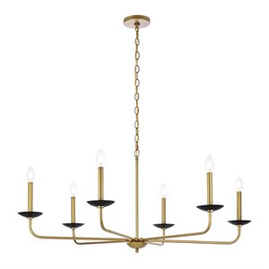 Living District Cohen 6-Light Mid-Century Metal Pendant in Black and Brass