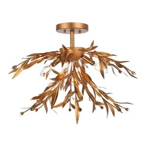 Living District Priscilla 4-Light Mid-Century Metal Flush Mount in Gold Leaf