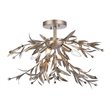 Living District Priscilla 4-Light Mid-Century Metal Flush Mount in Silver Leaf