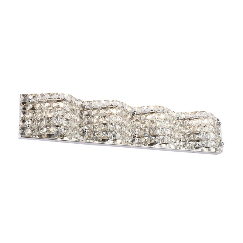 Living District Ollie 4-Light Metal and Crystal Wall Sconce in Chrome and Clear
