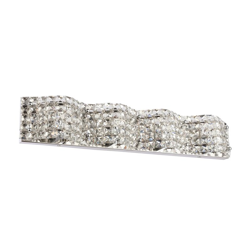 Living District Ollie 4-Light Metal and Crystal Wall Sconce in Chrome and Clear