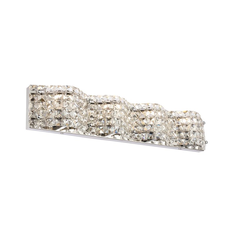 Living District Ollie 4-Light Metal and Crystal Wall Sconce in Chrome and Clear