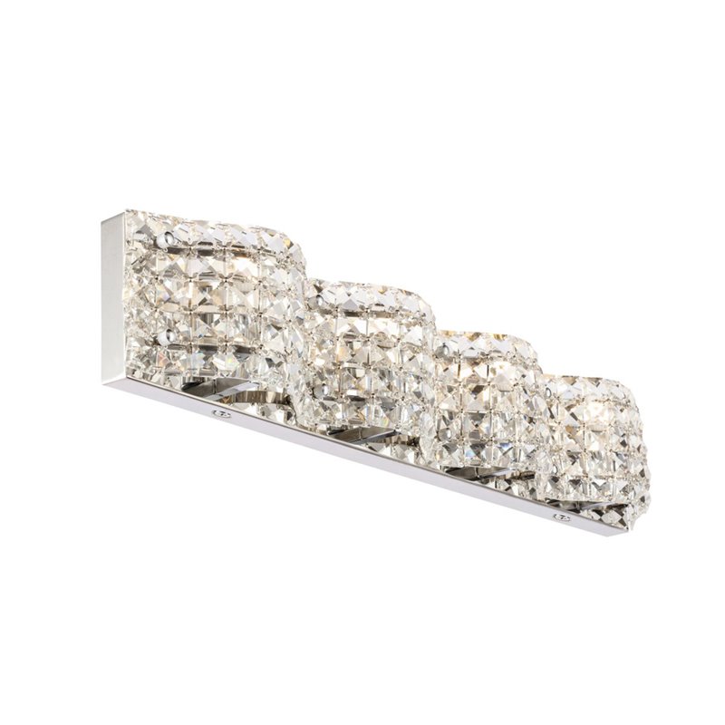 Living District Ollie 4-Light Metal and Crystal Wall Sconce in Chrome and Clear
