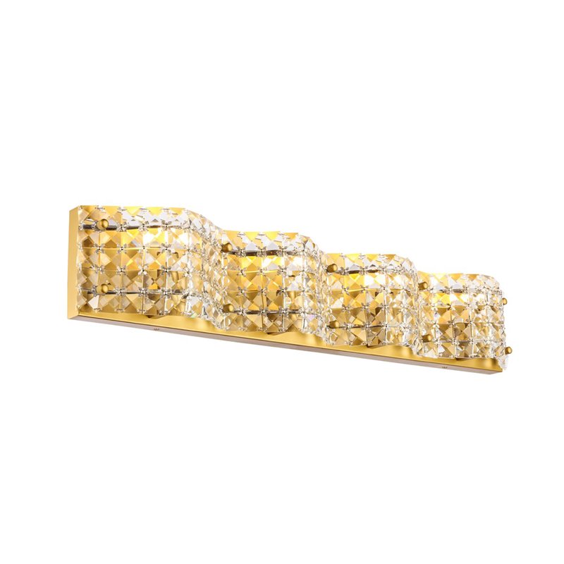 Living District Ollie 4-Light Metal and Crystal Wall Sconce in Brass and Clear