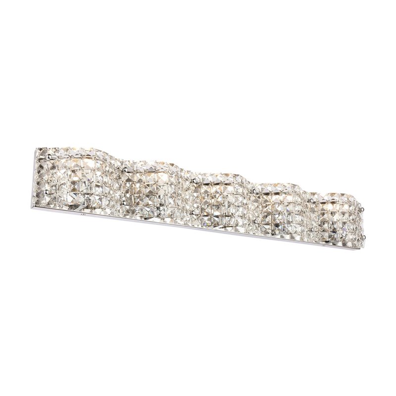 Living District Ollie 5-Light Metal and Crystal Wall Sconce in Chrome and Clear